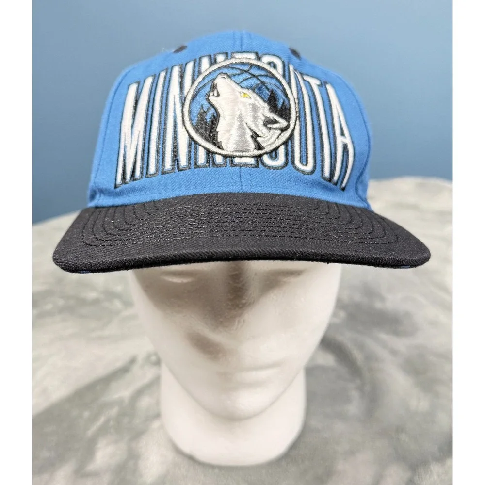 Minnesota Timberwolves Snapback Hat Adidas Blue Black Wolf Logo NBA